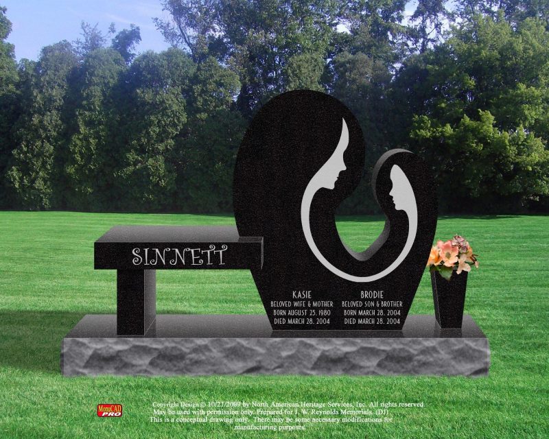 Sinnett Mother and Child Black Memorial Bench