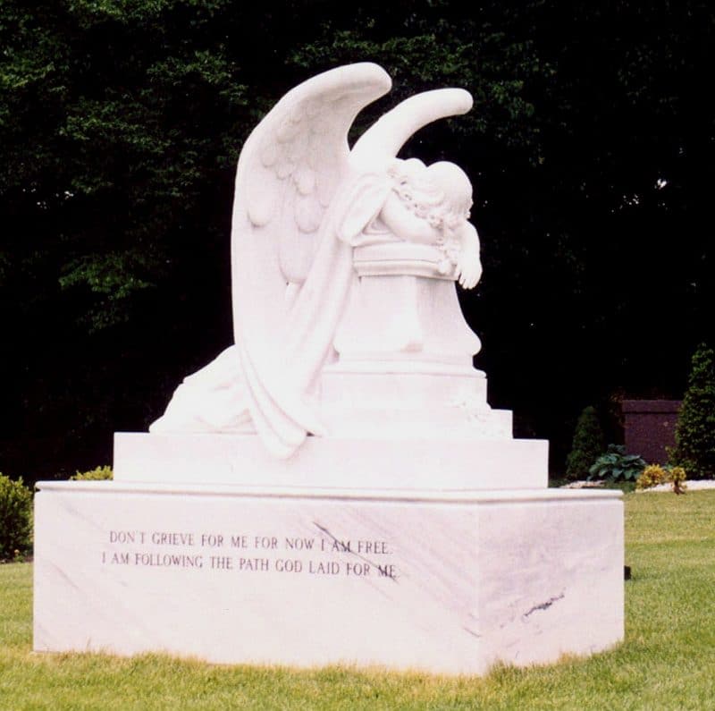 Full Round Angel Statue on Marble Stone